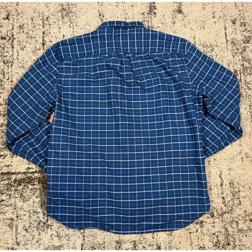 J Crew Flex Oxford Shirt Mens XL Blue Plaid Slim Button Down Stretch FA22